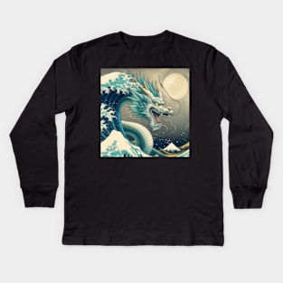 Shenron Katsushika Hokusai art style Kids Long Sleeve T-Shirt